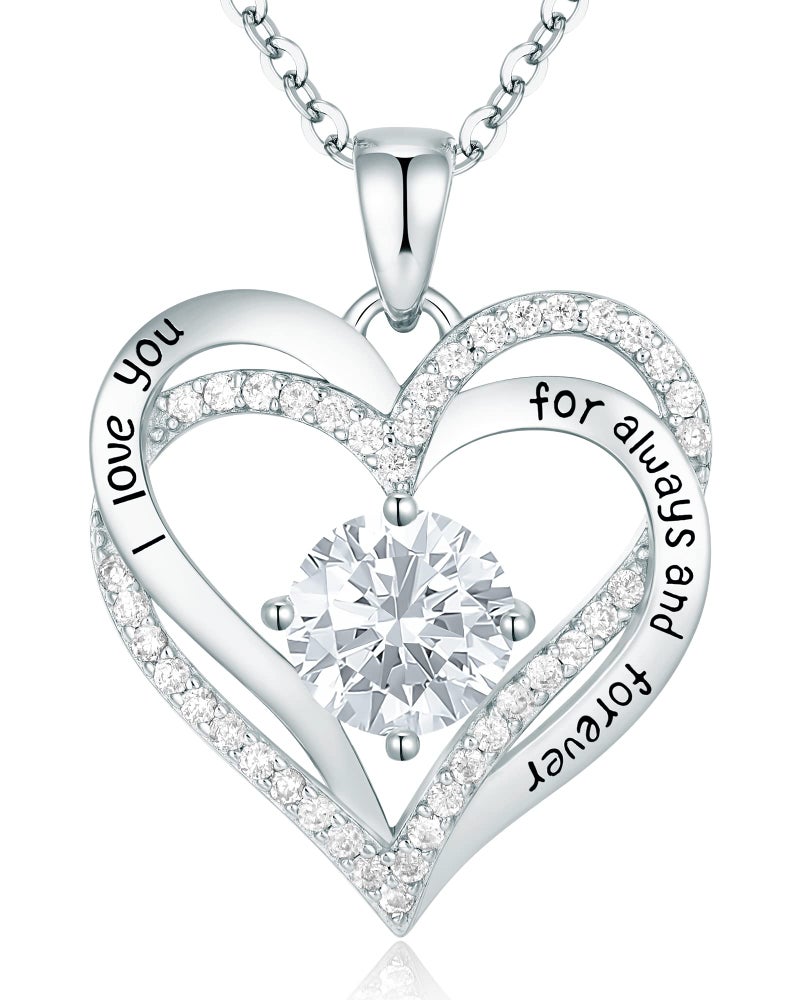 CDE Valentine's Day Gift Forever Love Heart Necklaces for Women, Wedding Anniversary, Birthday Mothers Day Christmas Day Gifts for Mom, Mother, Wife, friend, S925 Silver Jewelry with Birthstone Pendant - Image 1